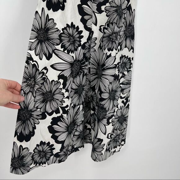 Talbots Floral Sleeveless Cocktail Party Wedding Dress size 2 petite black white - Picture 3 of 11